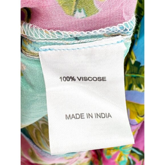 Jayshree Dalal Fiji Tropical Tiered Short Sleeve Casual Dress L - Picture 5 of 8